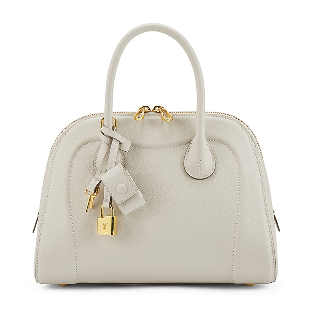 Handmade Cream White EVE Leather Dome Shell Tote Bags