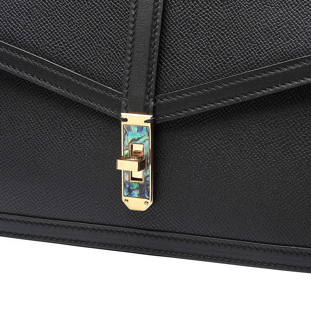 Handmade Black EP SWIFT Leather Organ Crossbody Bag