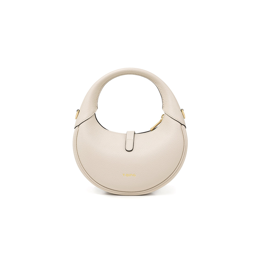 Handmade Cream White TOGO Leather Crescent Bag