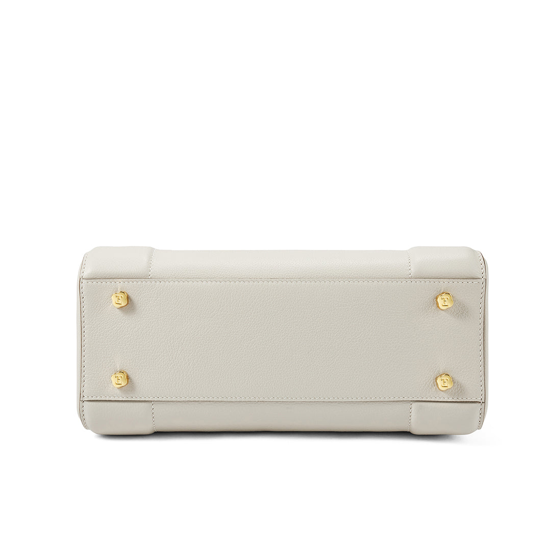 Handmade Cream White EVE Leather Dome Shell Tote Bags