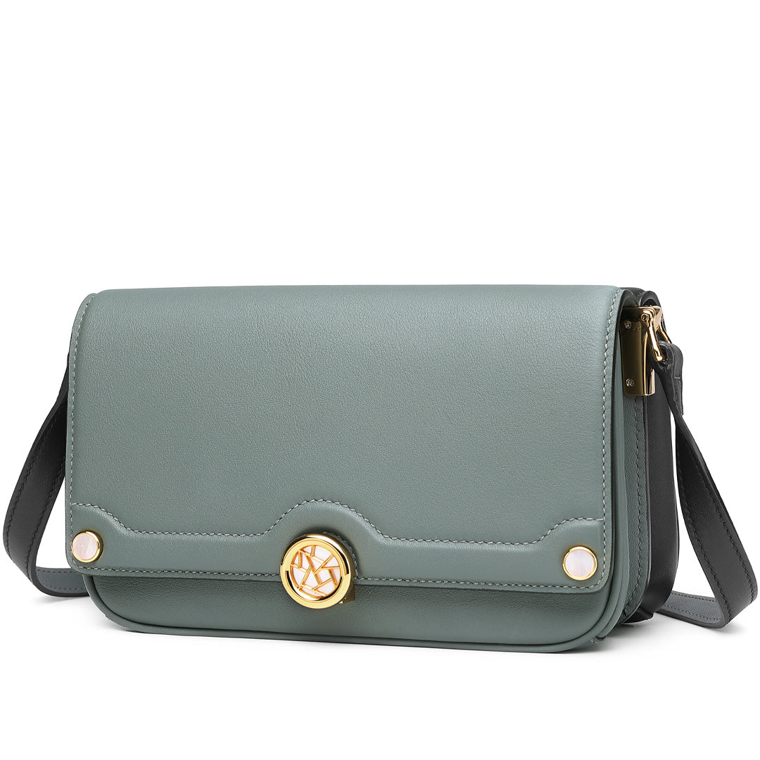 Handmade Blue SWIFT Leather Crossbody Gemini Saddle Bag