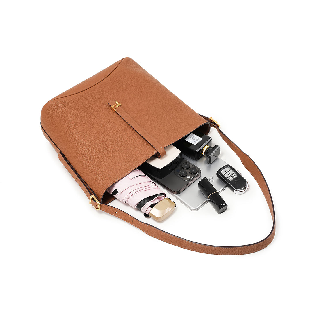 Handmade Gold Brown TOGO Leather Bucket Bag