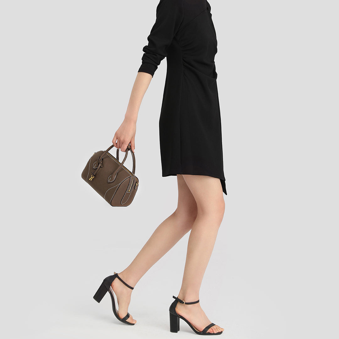 Handmade Etoupe SWIFT Leather Boston Tote Bag