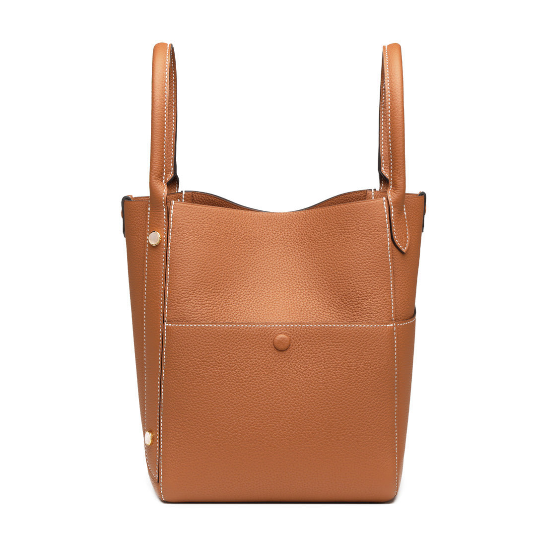 Handmade Gold Brown TOGO Leather Picotin Tote Bag