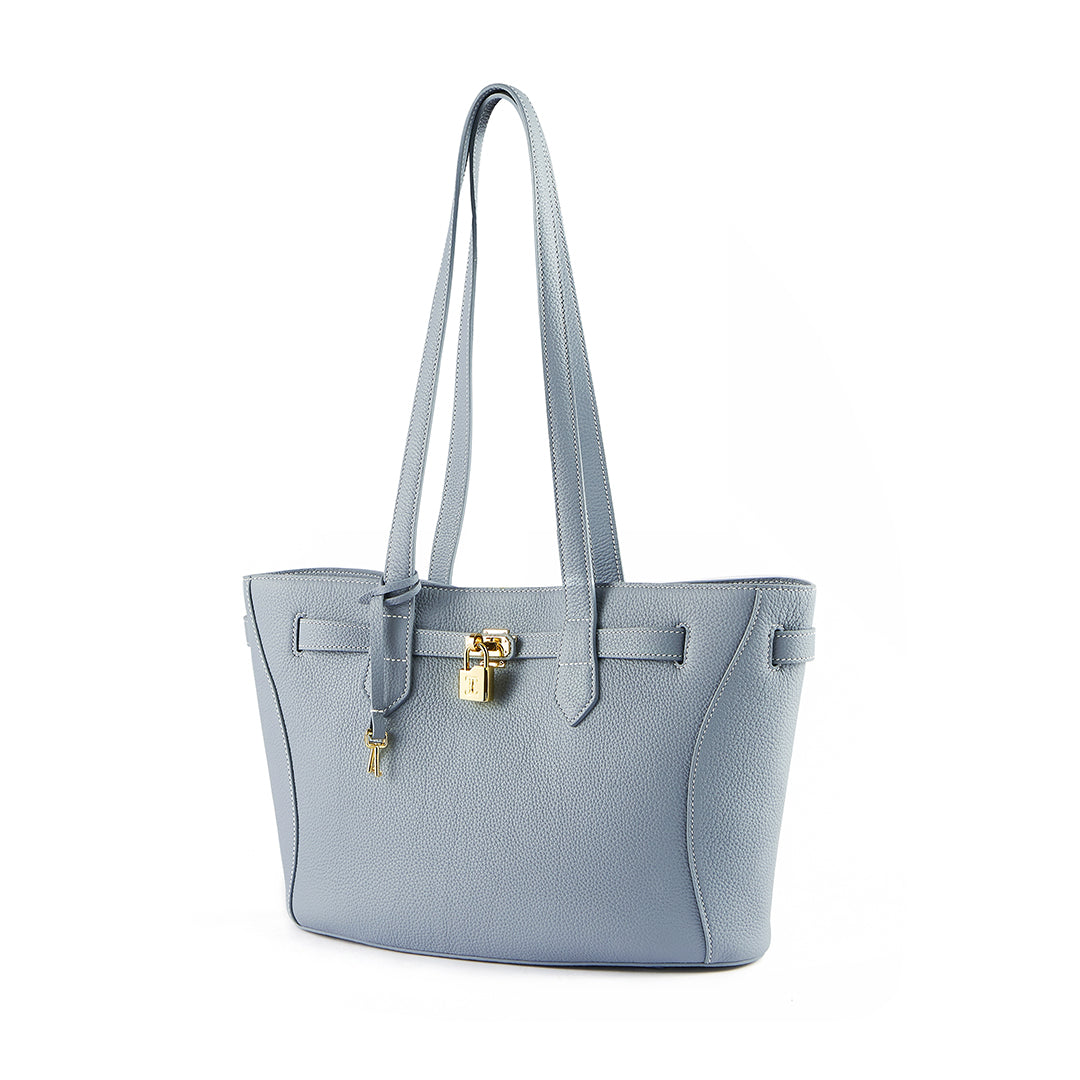 Handmade Blue TOGO Leather Shoulder Tote Bag