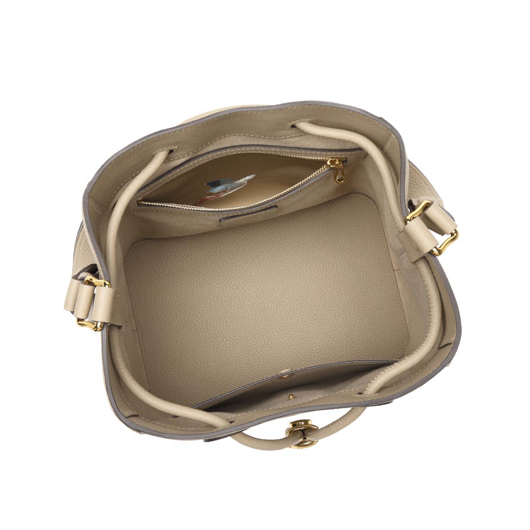 Handmade Apricot TOGO Leather Shoulder Bucket Bag