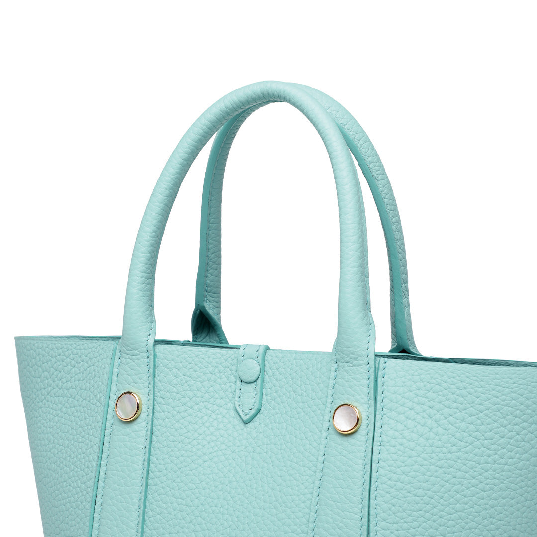 Handmade Macaron Blue TOGO Leather Picotin Tote Bag - Small