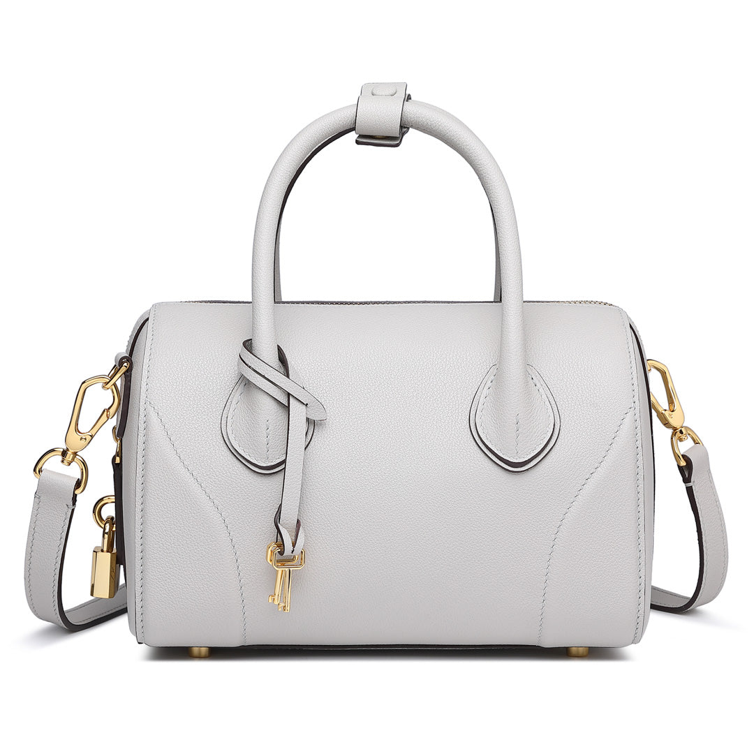 Handmade Gray SWIFT Leather Boston Tote Bag