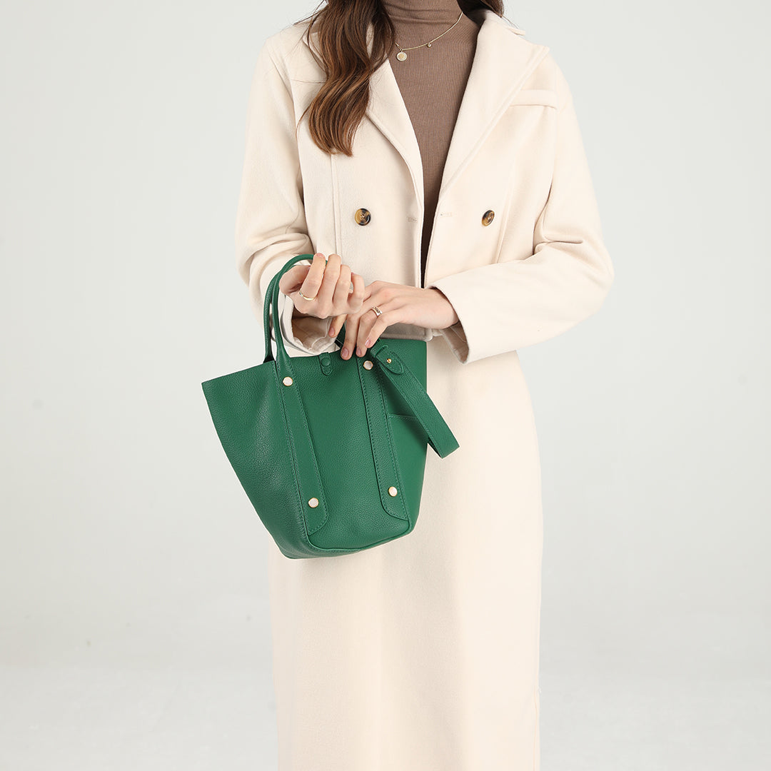 Handmade Green TOGO Leather Picotin Tote Bag