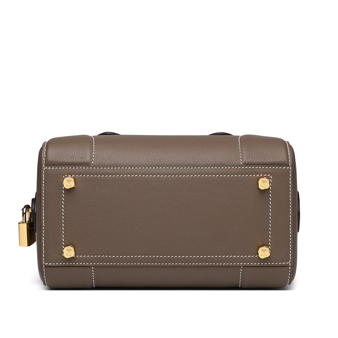 Handmade Etoupe SWIFT Leather Boston Tote Bag