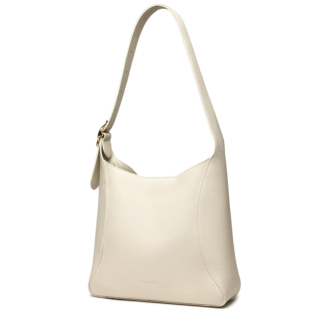 Handmade White TOGO Leather Shoulder Hobo Bag