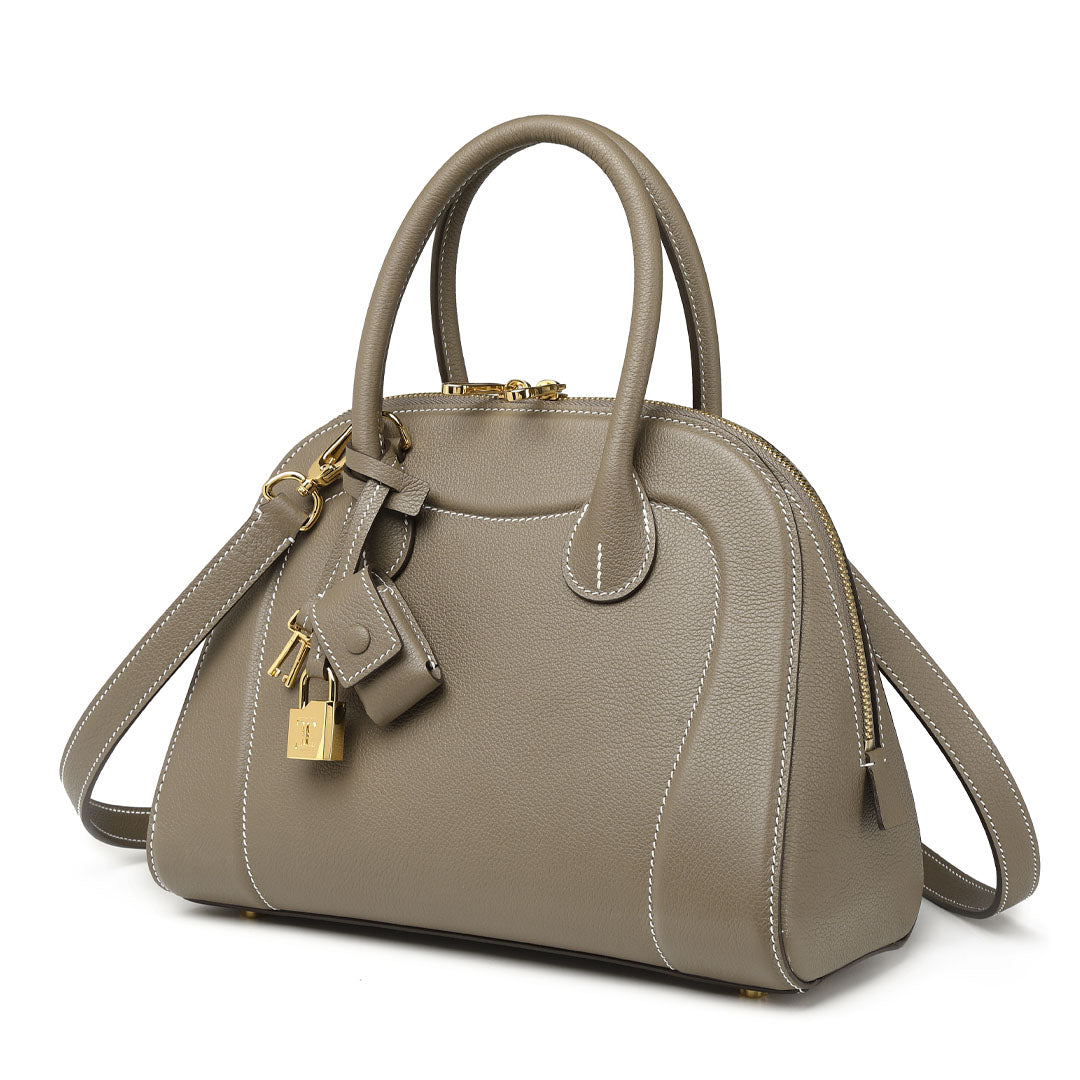 Handmade Etoupe EVE Leather Dome Shell Tote Bag