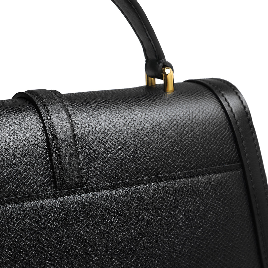 Handmade Black EP SWIFT Leather Organ Crossbody Bag