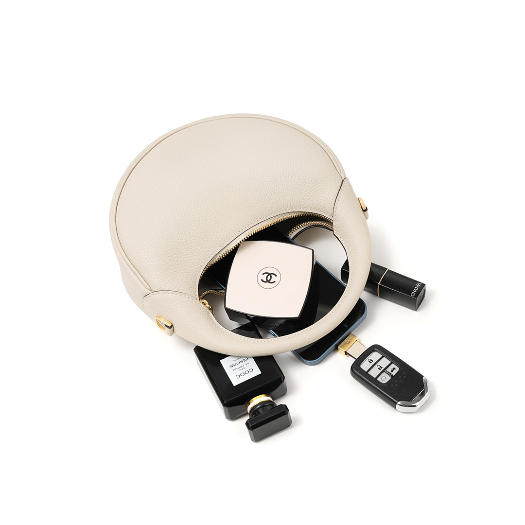 Handmade Cream White TOGO Leather Crescent Bag