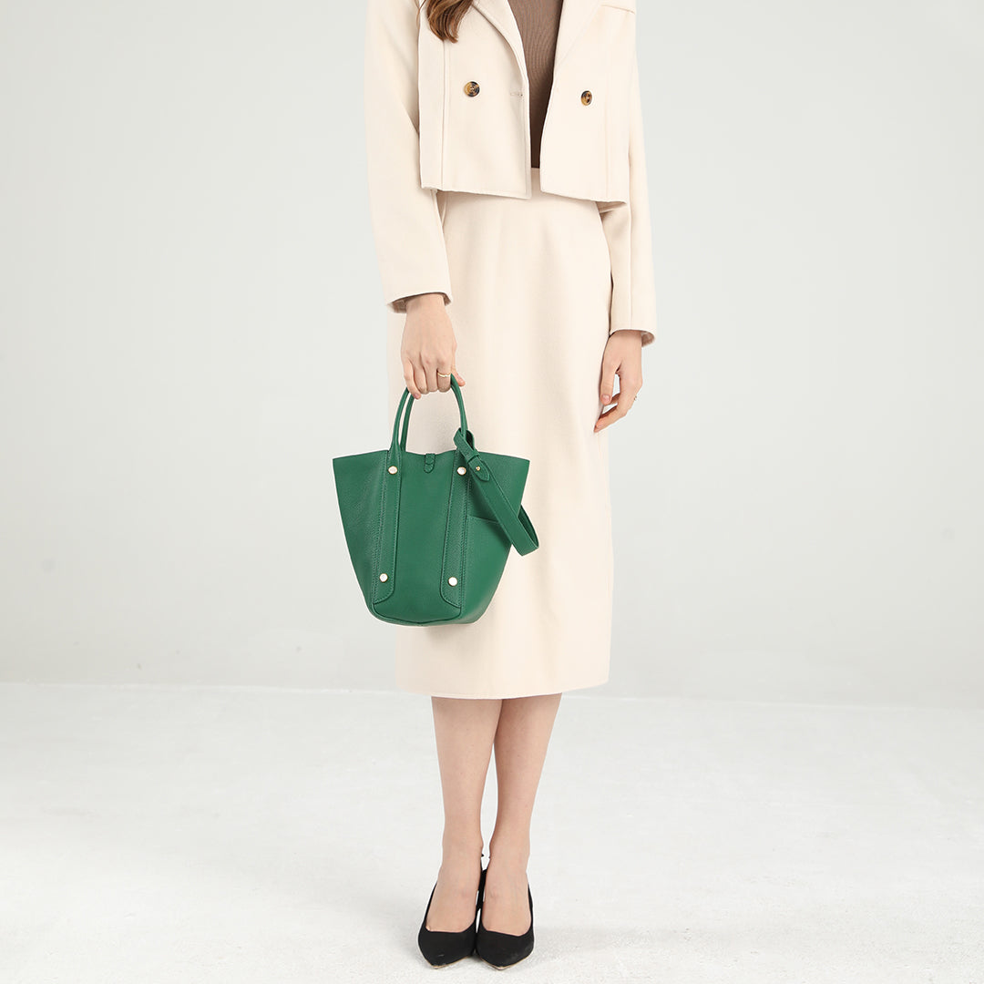 Handmade Green TOGO Leather Picotin Tote Bag