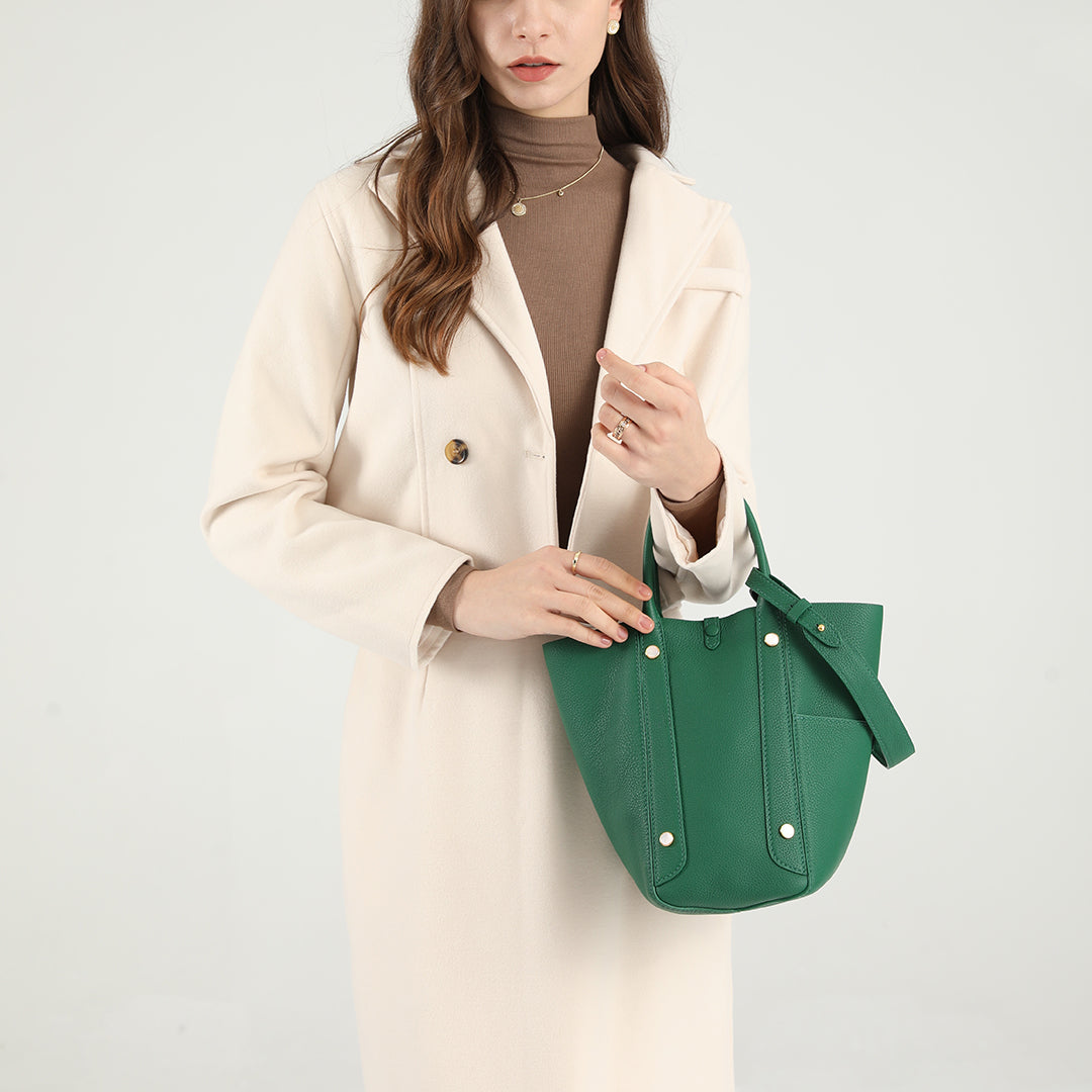 Handmade Green TOGO Leather Picotin Tote Bag