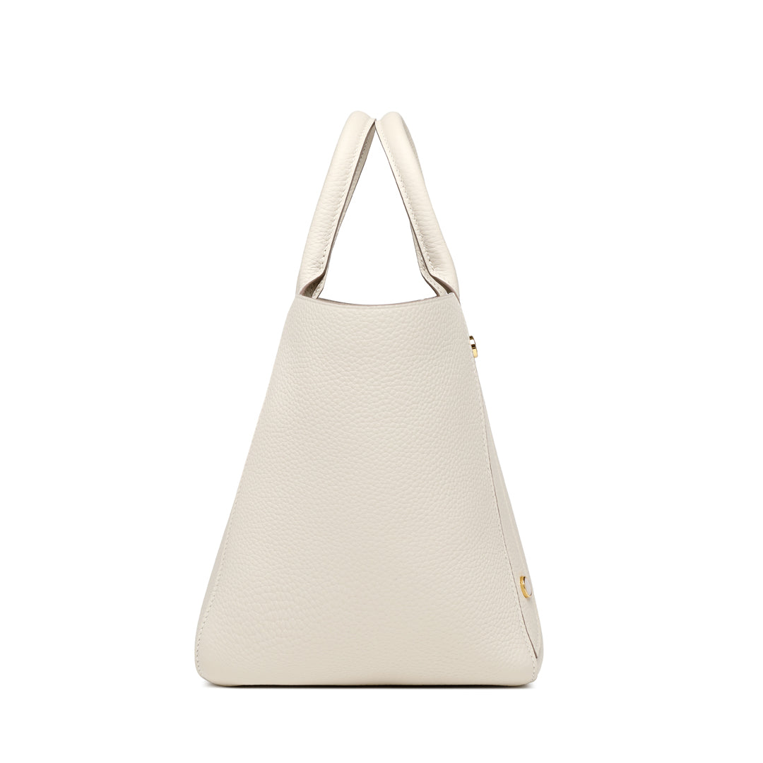 Handmade Cream White TOGO Leather Picotin Tote Bag - Small