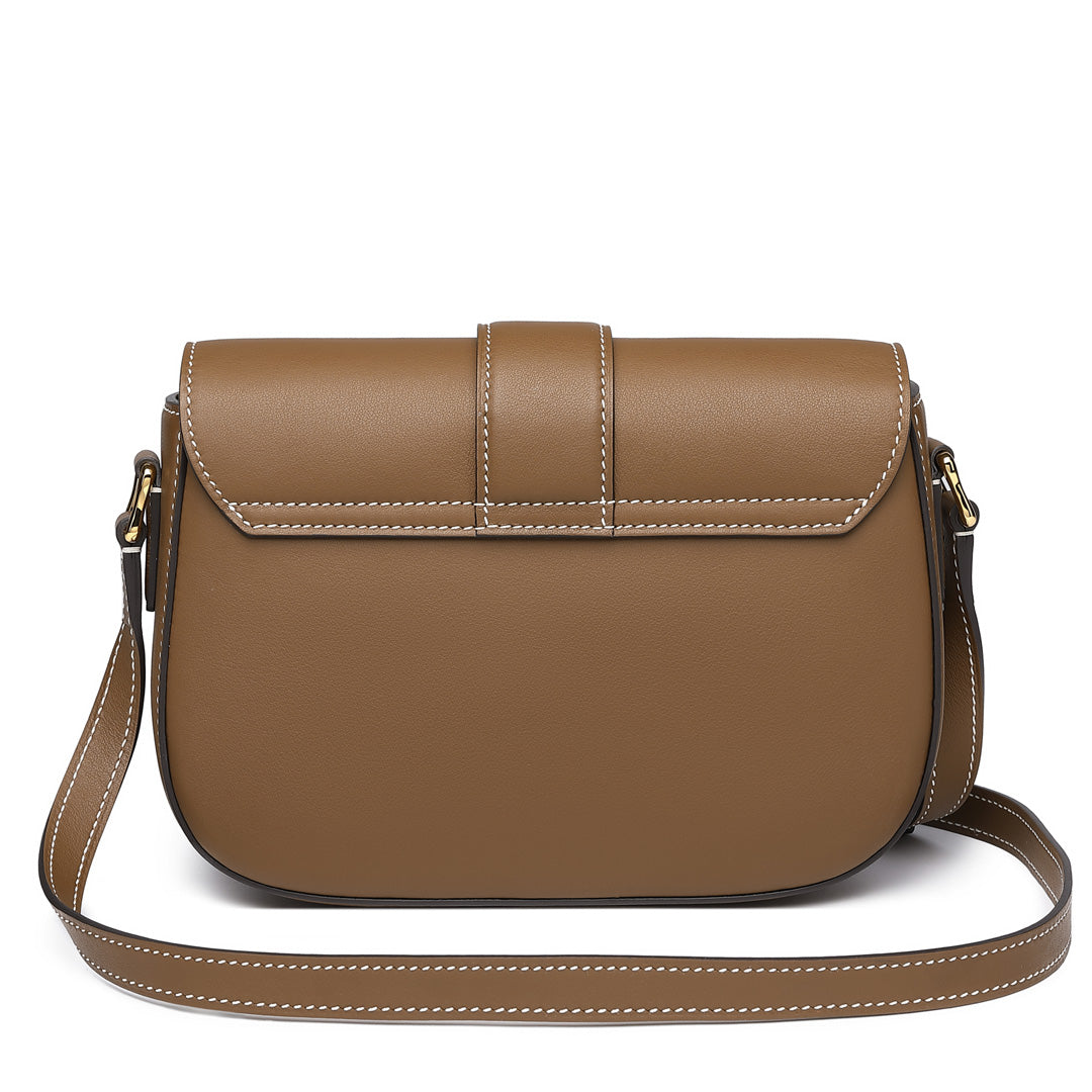 Handmade Brown SWIFT Leather Crossbody Flap Saddle Bags
