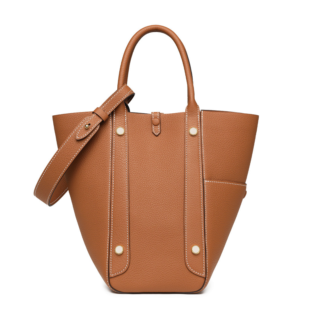 Handmade Gold Brown TOGO Leather Picotin Tote Bag