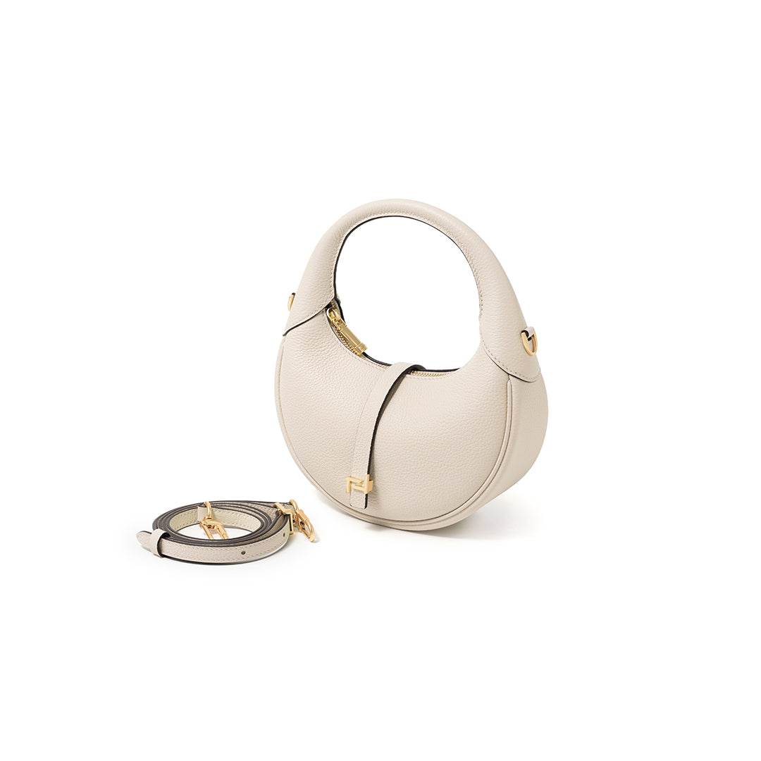 Handmade Cream White TOGO Leather Crescent Bag