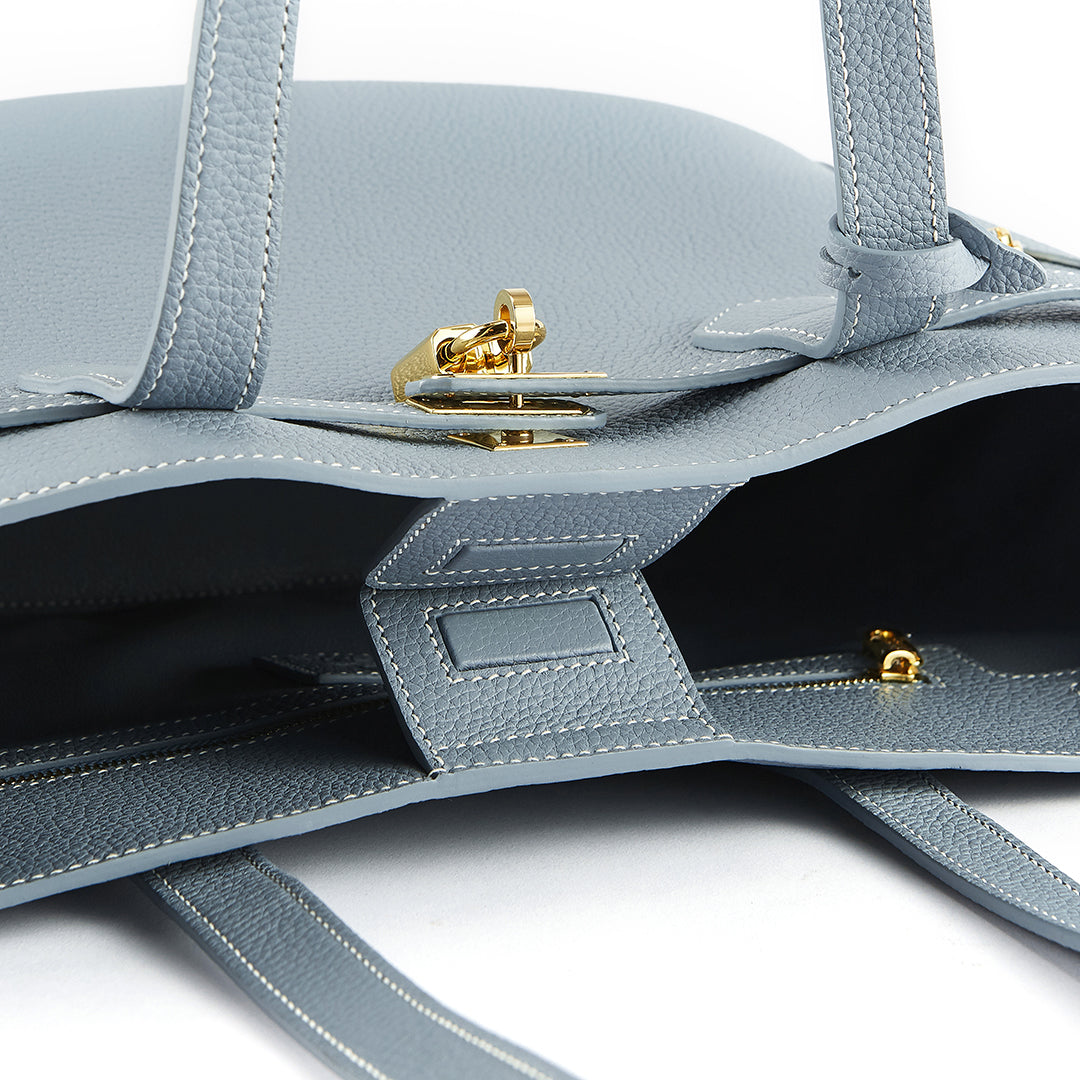 Handmade Blue TOGO Leather Shoulder Tote Bag