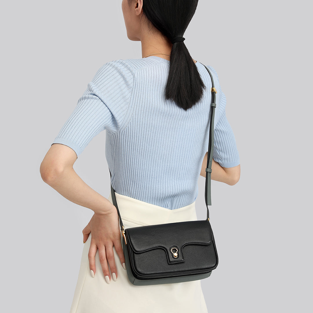 Handmade Blue SWIFT Leather Crossbody Gemini Saddle Bag