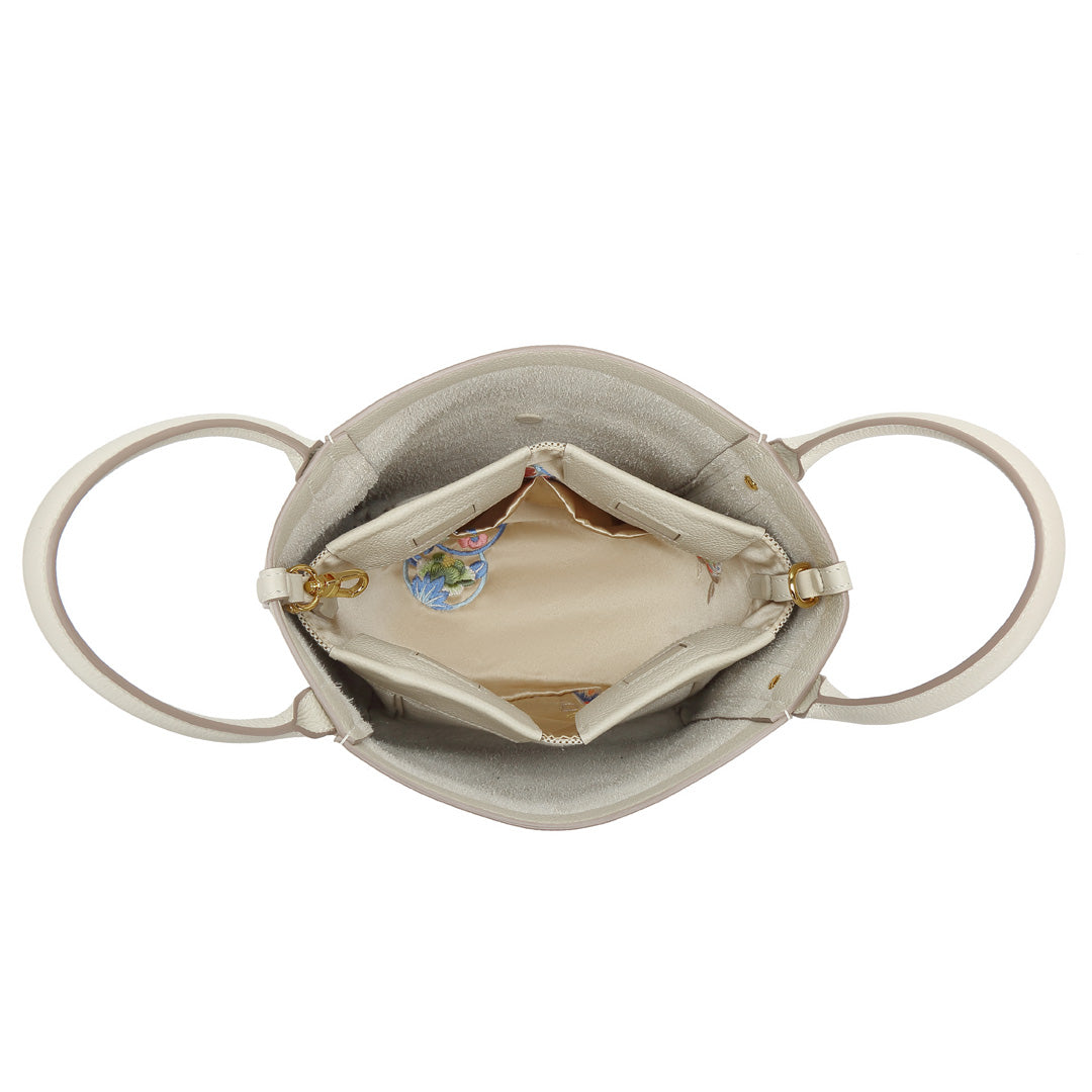 Handmade Cream White TOGO Leather Picotin Tote Bag