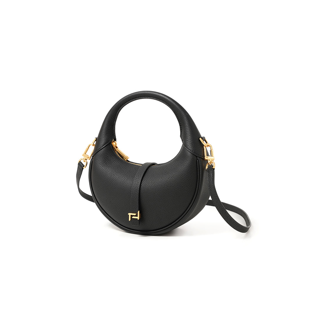 Handmade Black TOGO Leather Crescent Bag