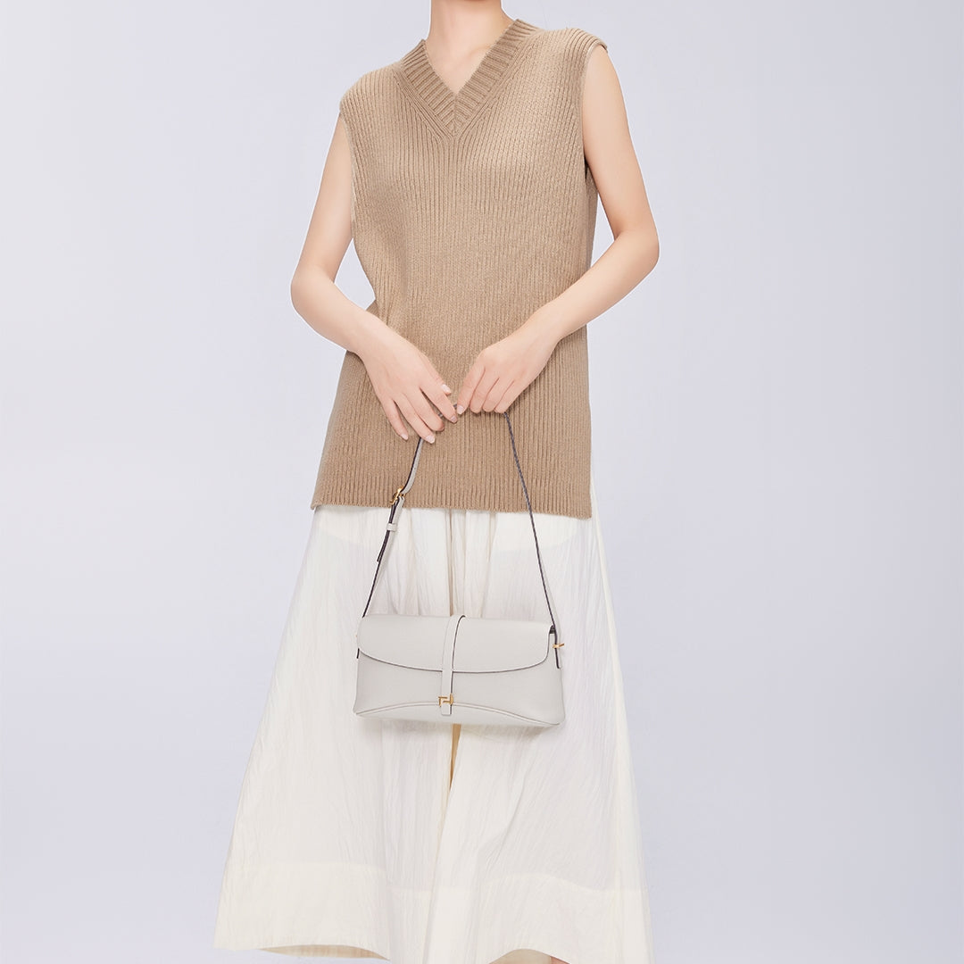 Handmade Gray TOGO Leather Shoulder Bag