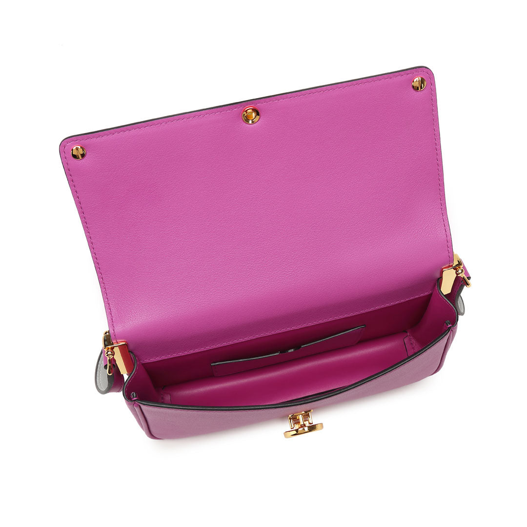 Handmade Violet SWIFT Leather Crossbody Gemini Saddle Bag