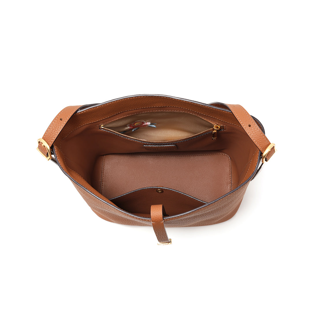 Handmade Gold Brown TOGO Leather Bucket Bag