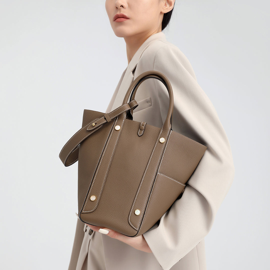 Handmade Etoupe TOGO Leather Picotin Tote Bag