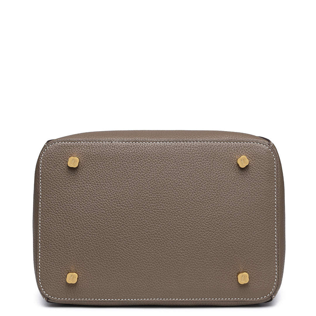 Handmade Etoupe TOGO Leather Shoulder Bucket Bag