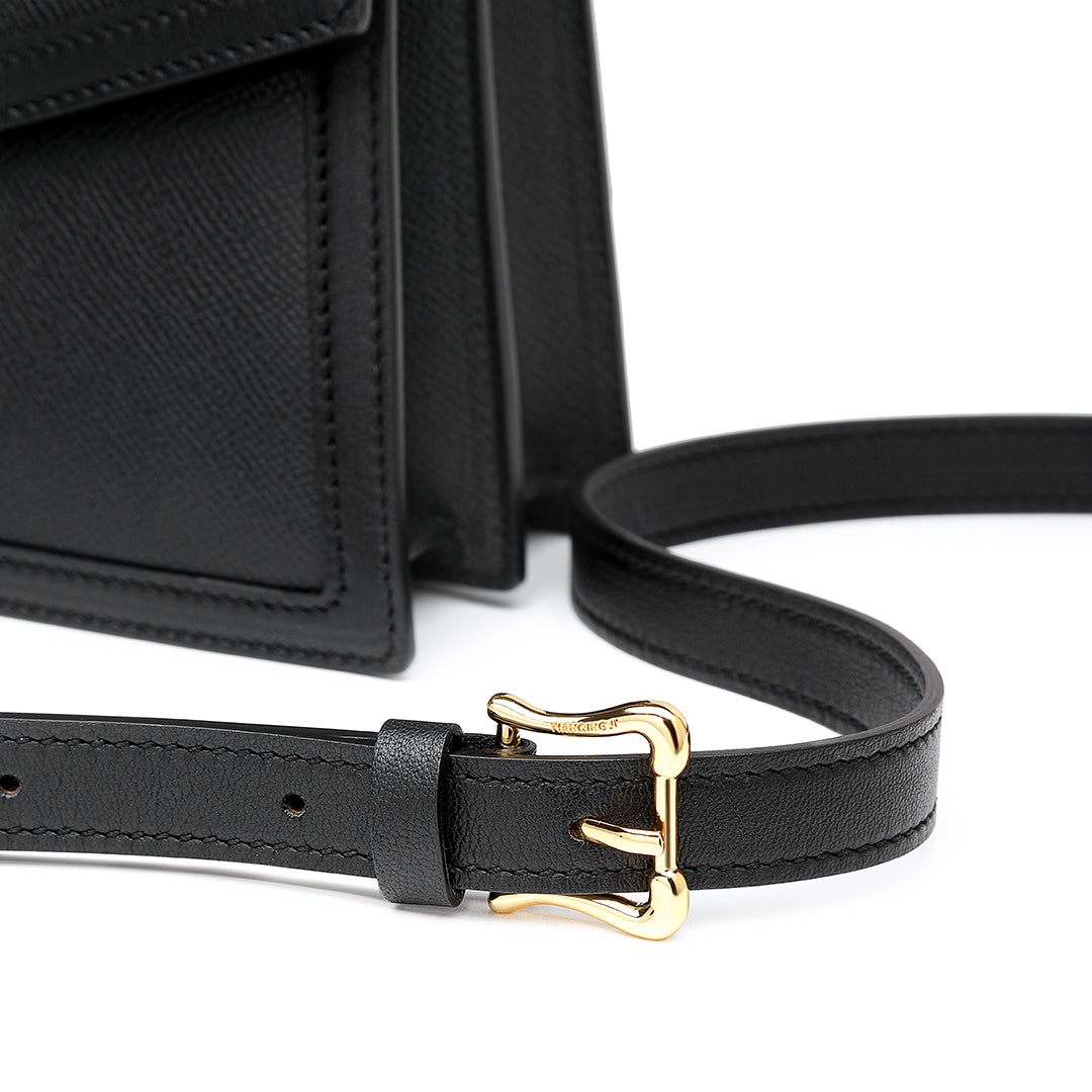 Handmade Black EP SWIFT Leather Organ Crossbody Bag