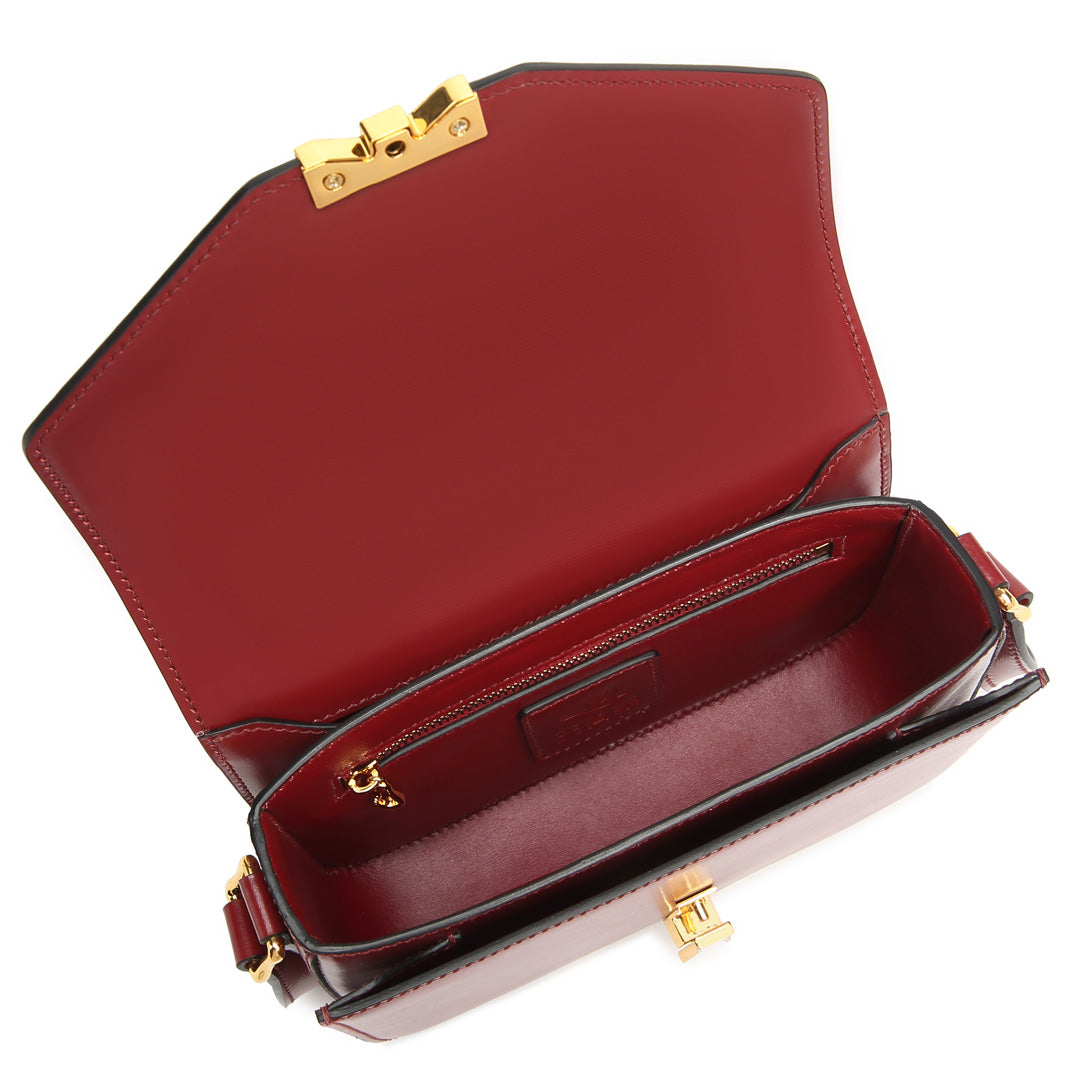 Handmade Red BOX Glossy Leather Tofu Crossbody Bag