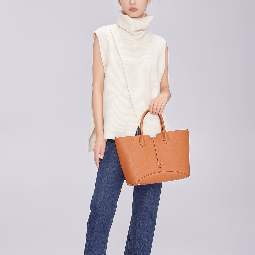 Handmade Gold Brown TOGO Leather Tote Bag