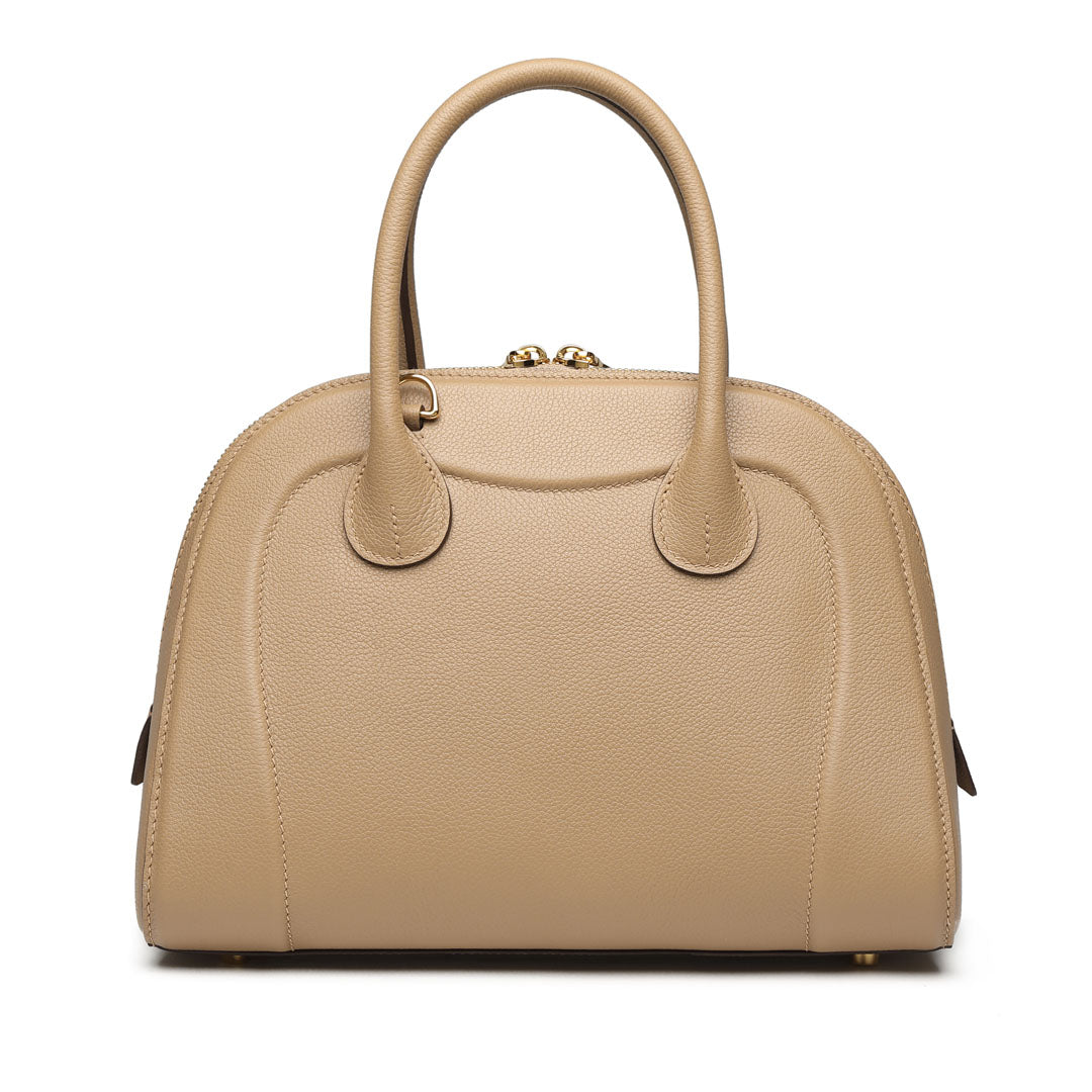 Handmade Milk Tea EVE Leather Dome Shell Tote Bag