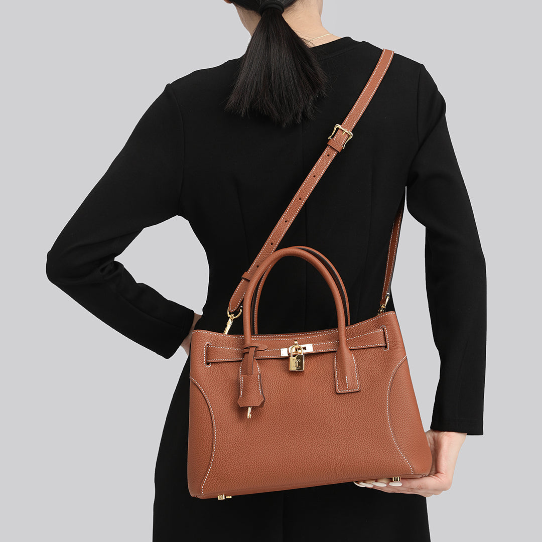 Handmade Gold Brown TOGO Leather Tote Bags