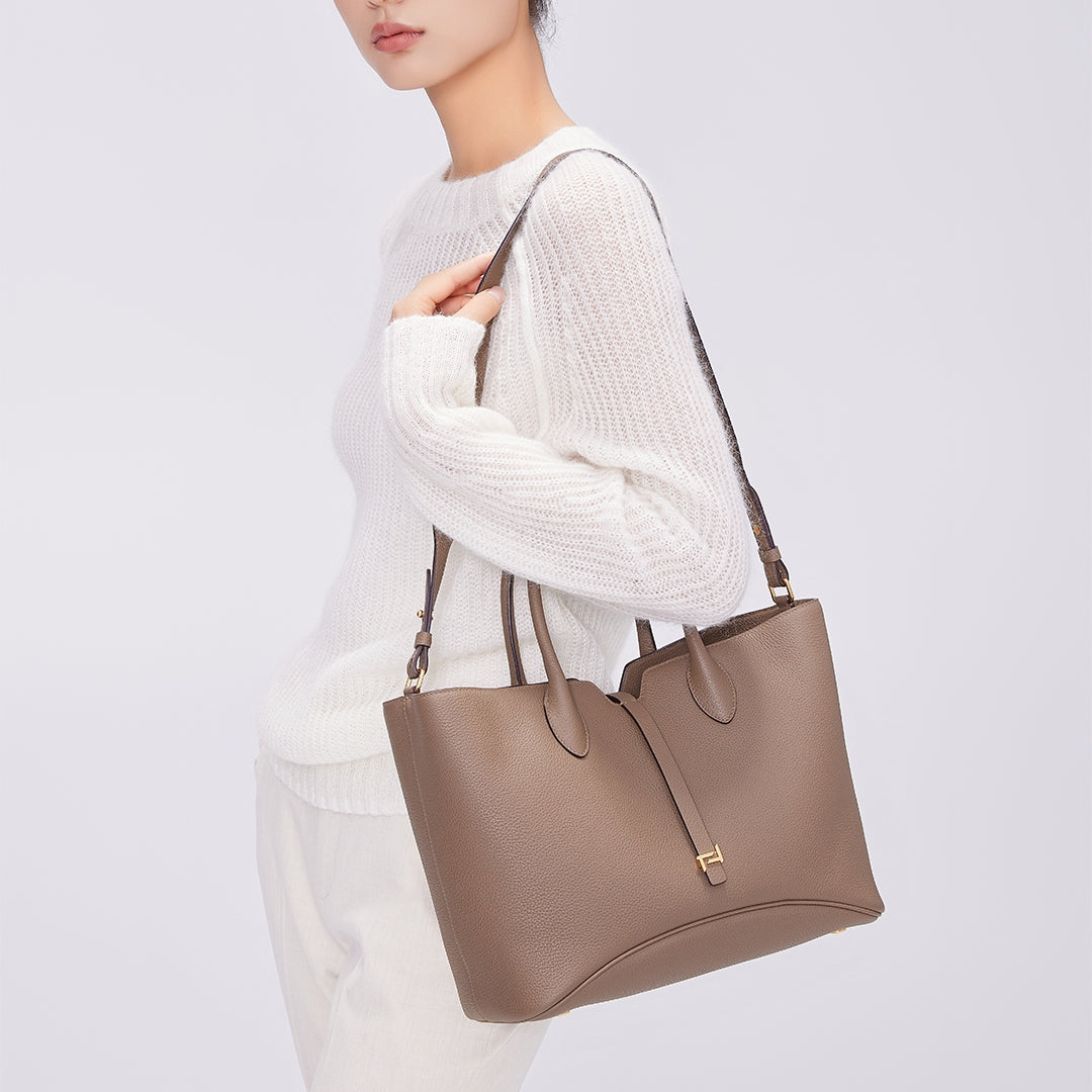 Handmade Etoupe TOGO Leather Tote Bag