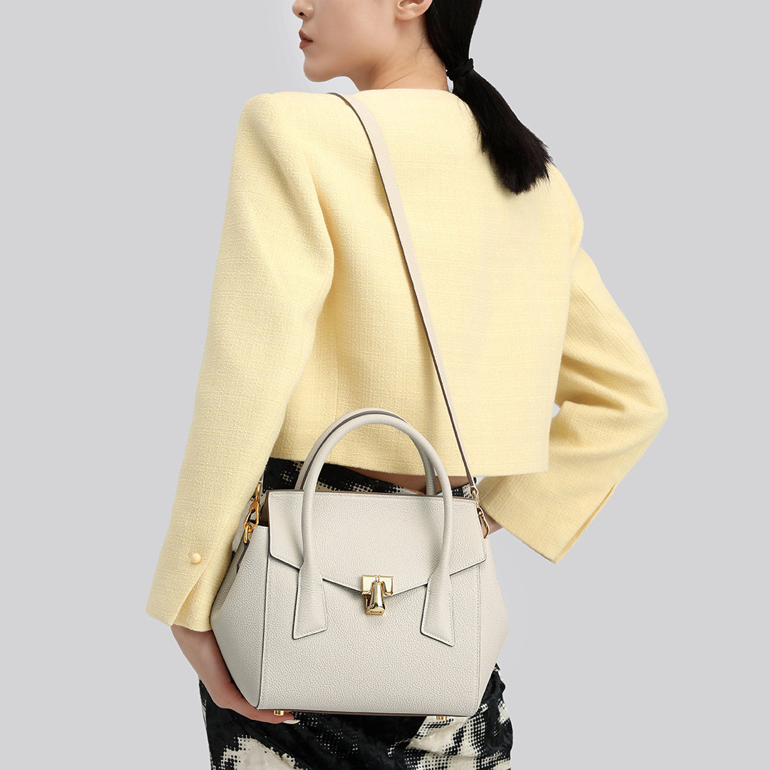 Handmade White TOGO Leather SongFu Tote Bag