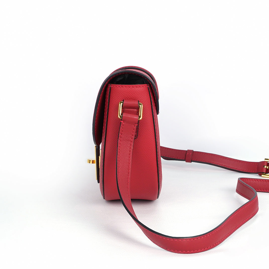 Handmade Red EP SWIFT Leather Crossbody Saddle Bag
