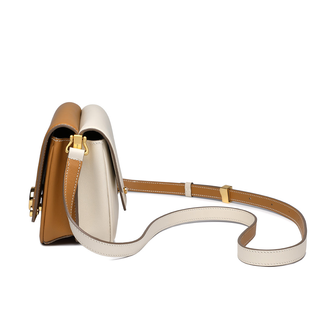 Handmade Biscuit SWIFT Leather Crossbody Gemini Saddle Bag