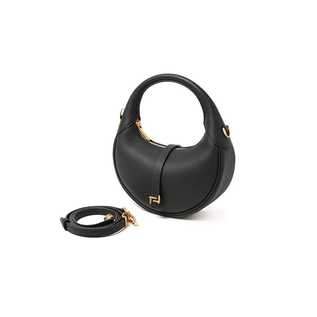 Handmade Black TOGO Leather Crescent Bag