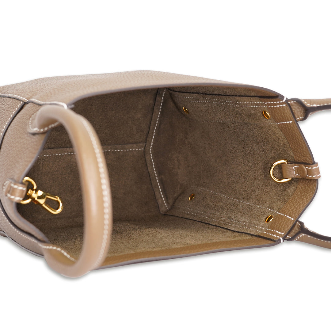 Handmade Etoupe TOGO Leather Picotin Tote Bag - Small