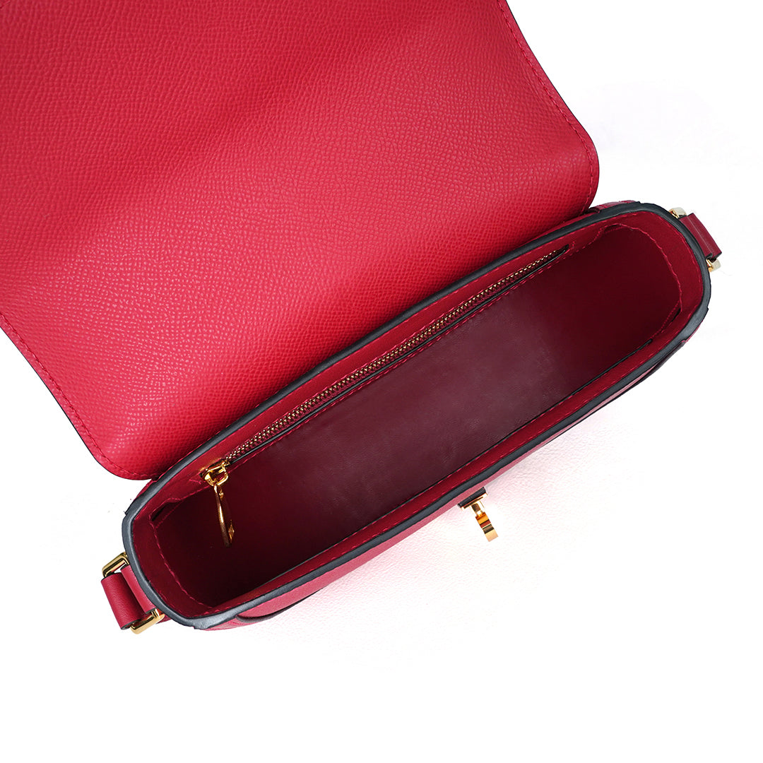 Handmade Red EP SWIFT Leather Crossbody Saddle Bag