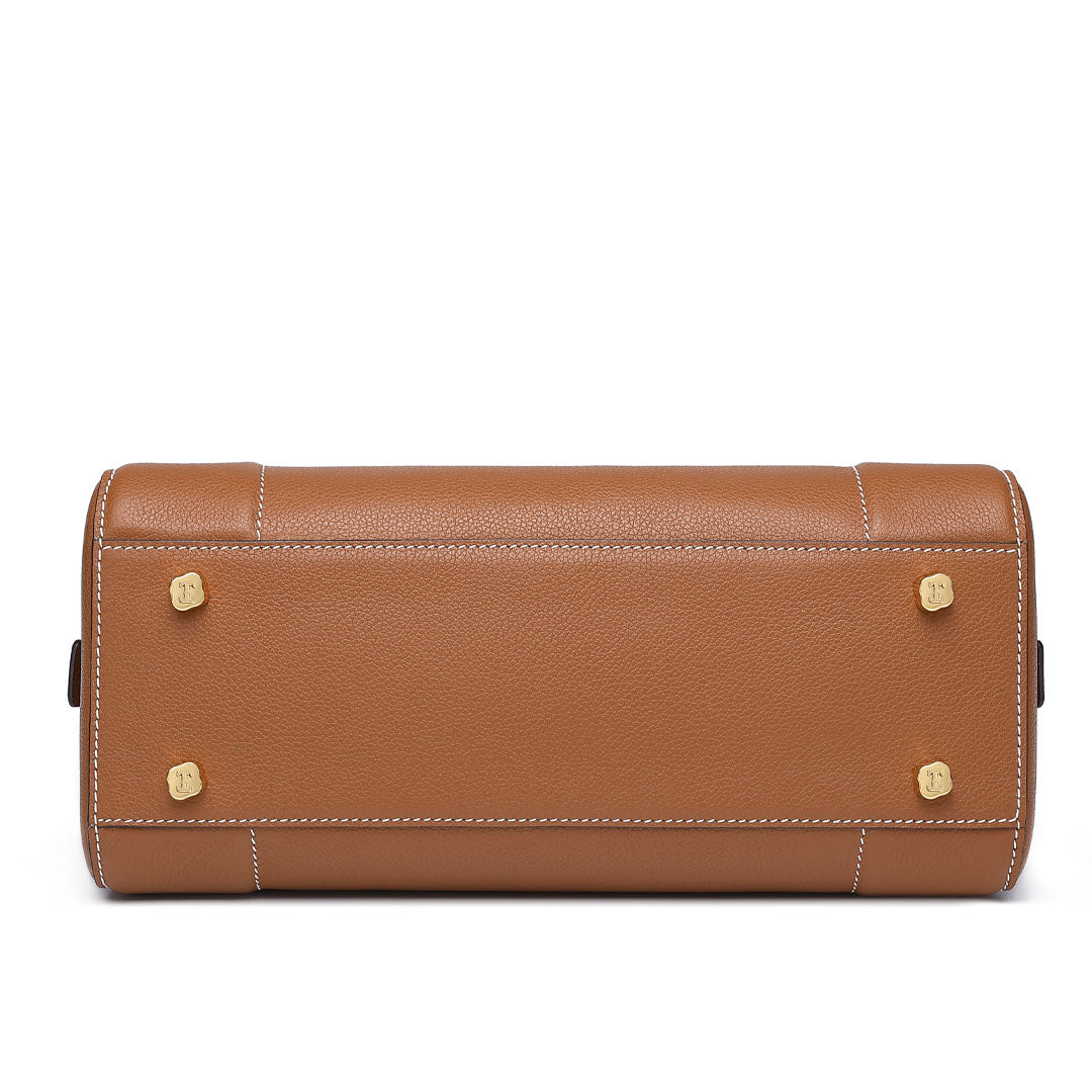 Handmade Gold Brown EVE Leather Dome Shell Tote Bag