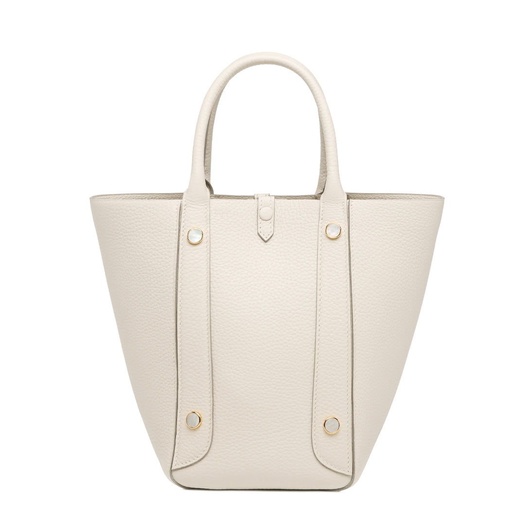 Handmade Cream White TOGO Leather Picotin Tote Bag - Small