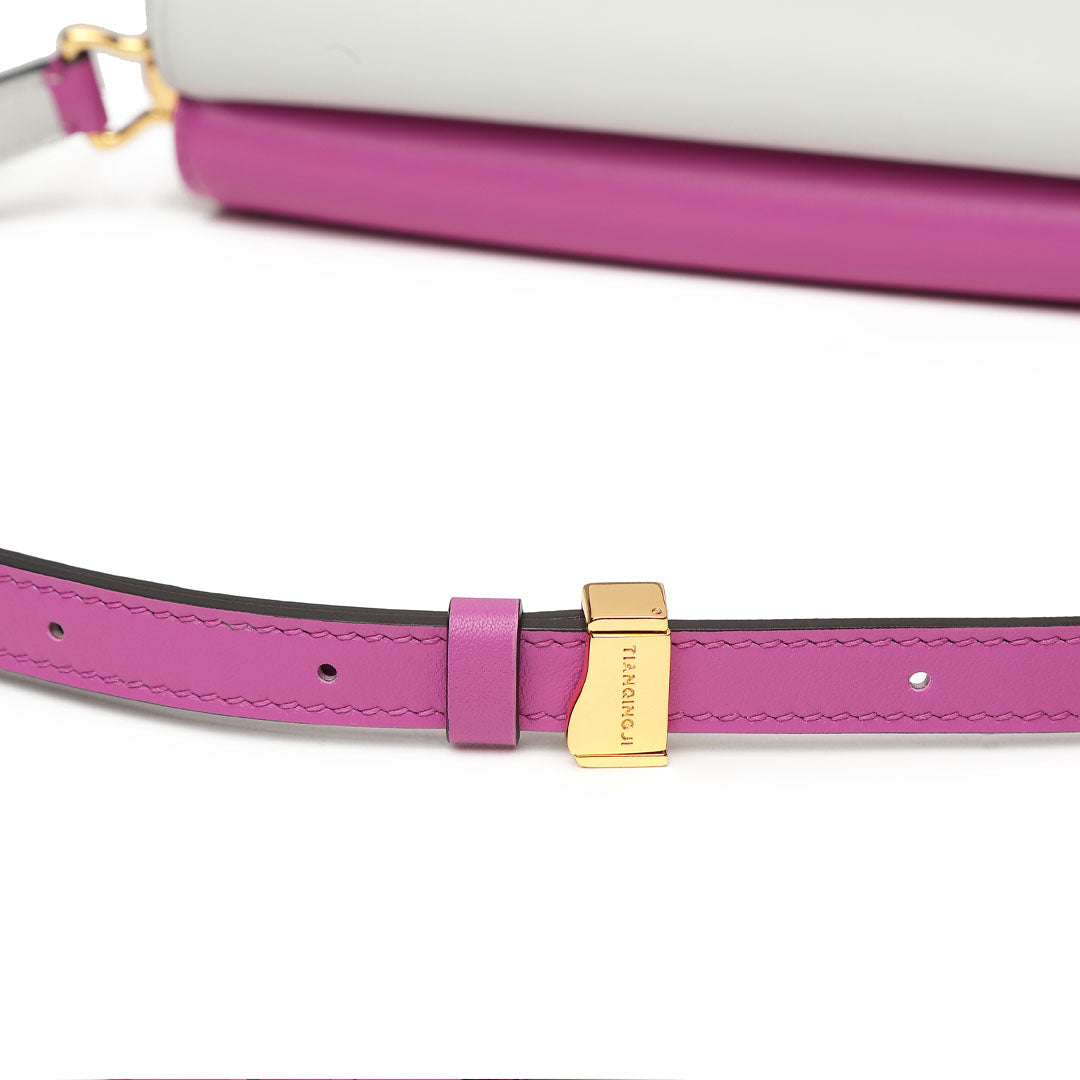 Handmade Violet SWIFT Leather Crossbody Gemini Saddle Bag