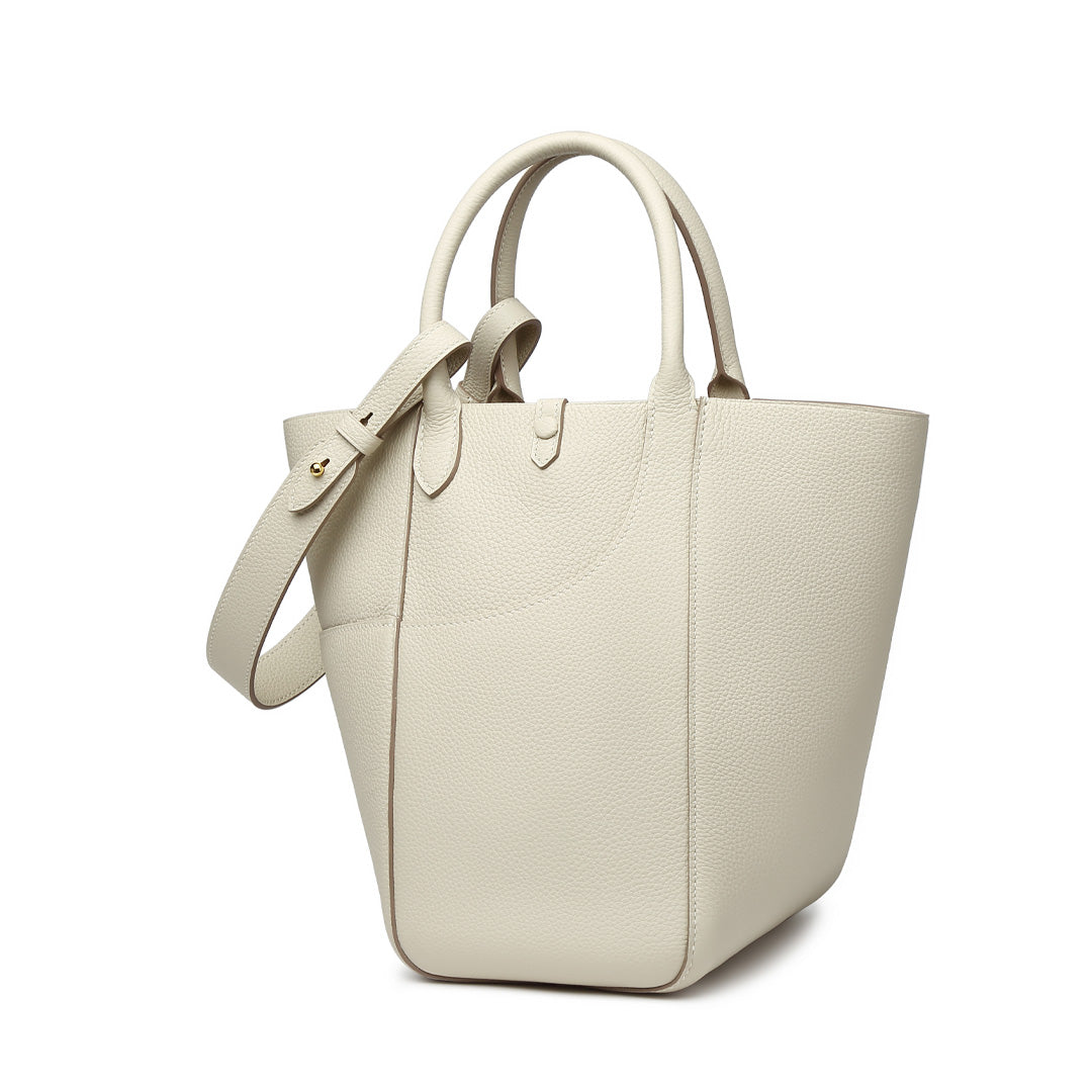 Handmade Cream White TOGO Leather Picotin Tote Bag