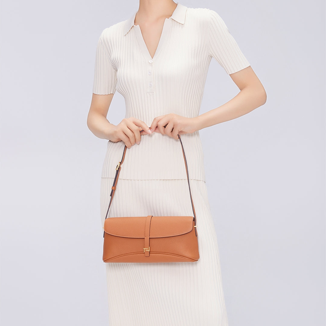 Handmade Gold Brown TOGO Leather Shoulder Bag